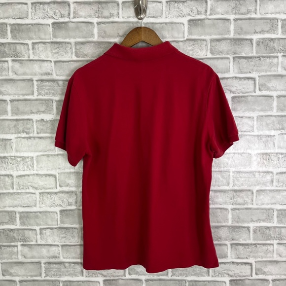 Burberry Brit Classic Red Embroidered Logo Plaid Trim Collared Polo Shirt Men XL - Picture 6 of 10